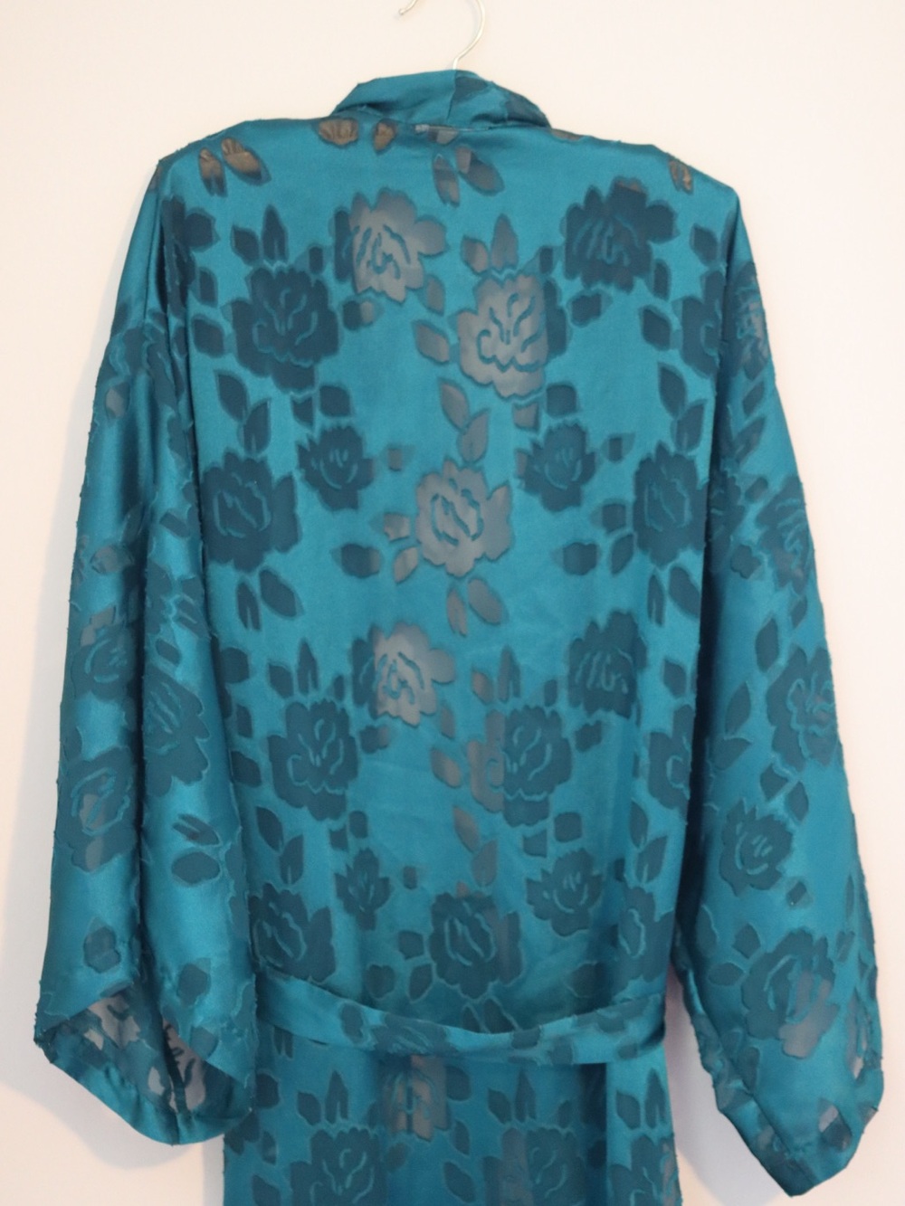 Vintage Gold Label Victoria's Secret Teal Floral Robe - Picture 5 of 5